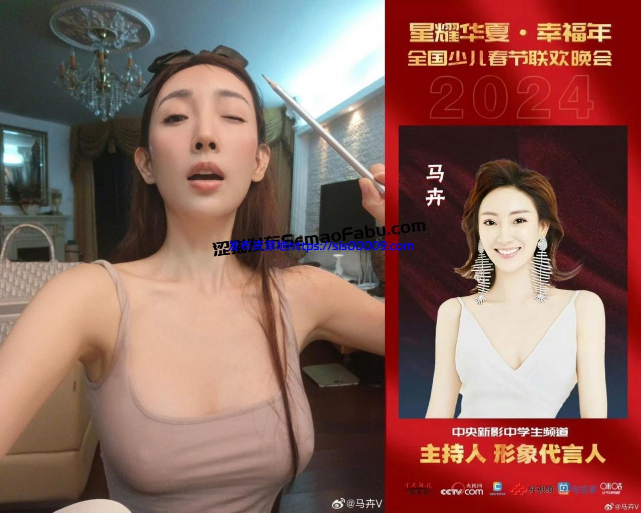 央视主持人演员  【马卉】直播间卖骚露点19部 1