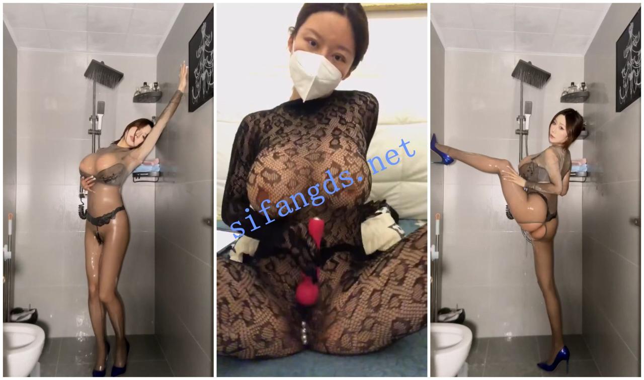 【快手福利】极品网红脸女神【臻妮】湿身骚舞道具自慰 2