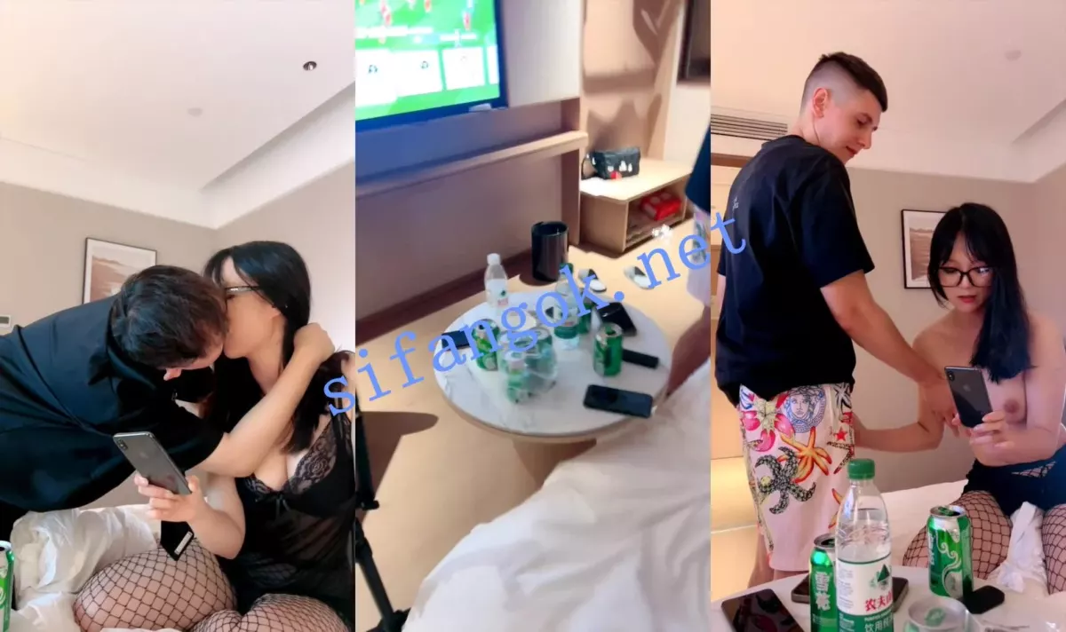 ⚡【小兔小兔】极品白虎眼镜学生妹！酒店和外国人3P大战！ 6